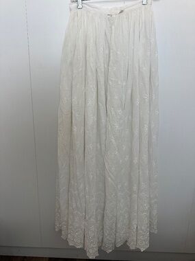 Antique Victorian Edwardian White Eyelet Embroidered Cotton Petticoat Skirt